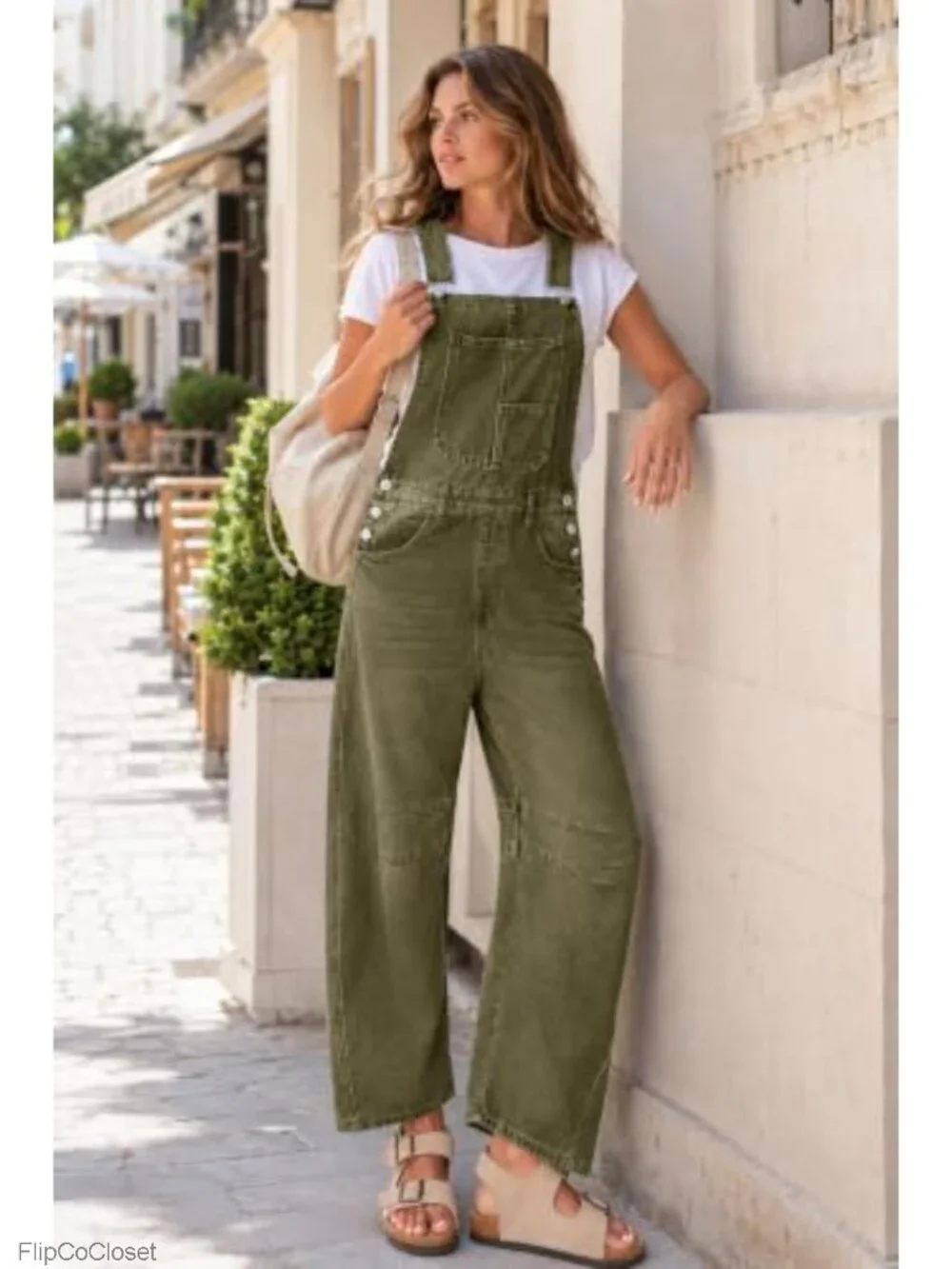 Women's Denim Bib Overalls with Adjustable Straps Barrel Leg Jeans Jumpsuit